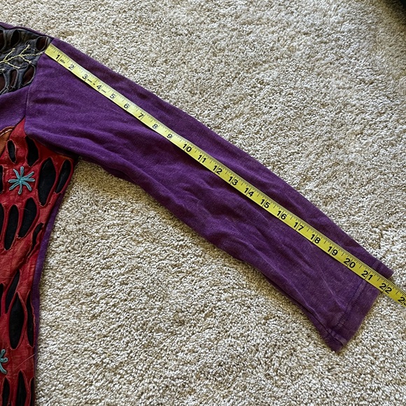 Rising International Women’s Purple Hoodie Size Medium Patchwork Boho Hippie - Picture 7 of 8